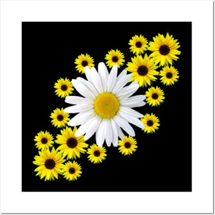 sunflowers with daisy blossom flower daisies bloom Posters and Art